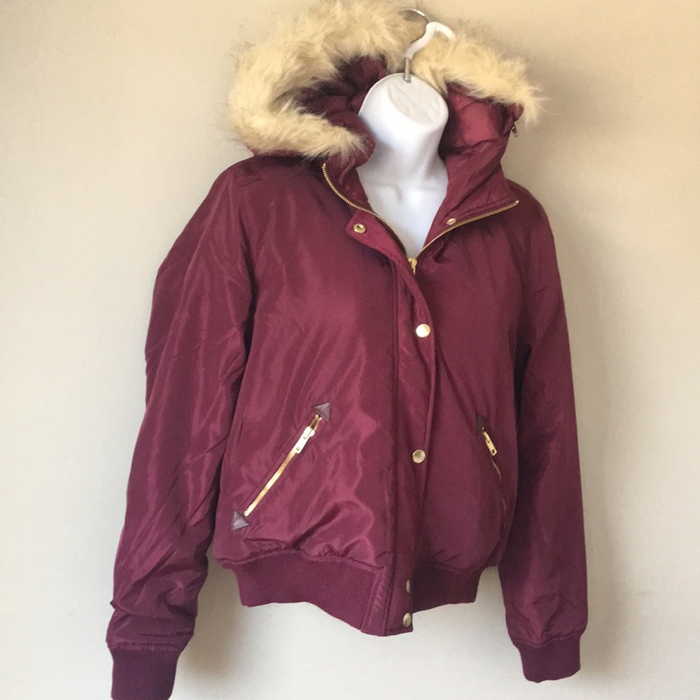 Forever 21 Burgundy Puffer Jacket